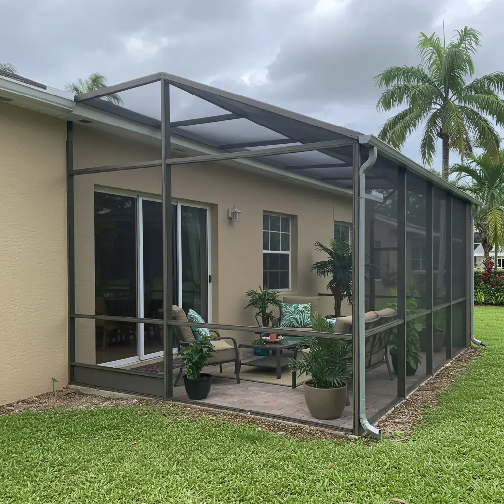newly replaced screened patio enclosure for residential home in Ocala, FL