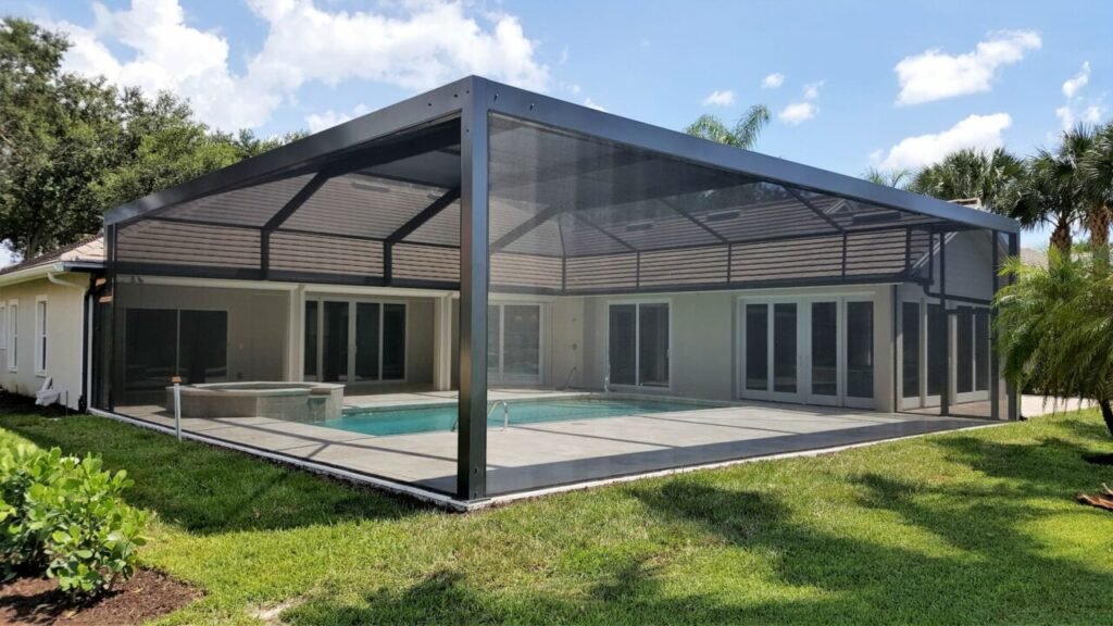 custom pool enclosure installation in Ocala, FL for residential backyard pool area