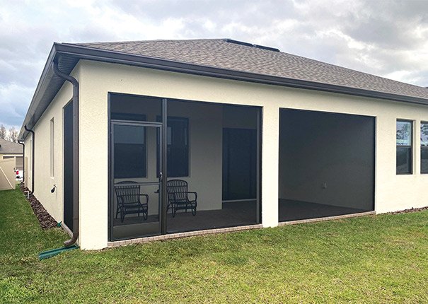 lanai enclosure installation in Ocala, FL on newly built residential home